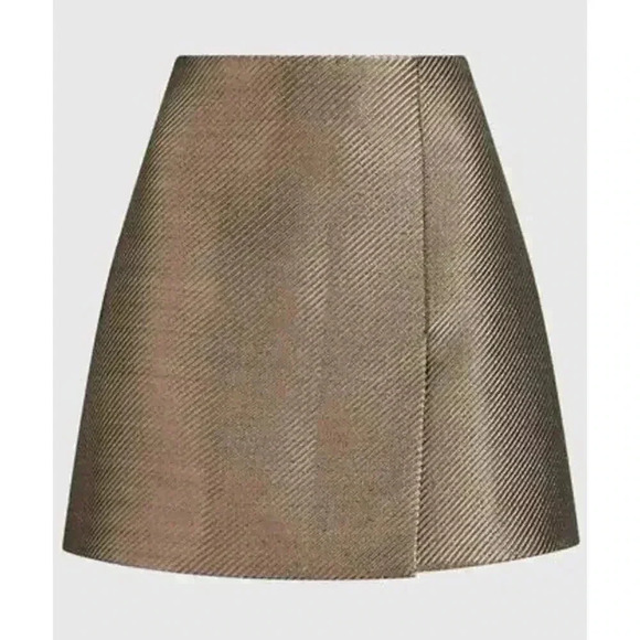 REISS LOUISA GOLD METALLIC MINI SKIRT NEW NWT! - Picture 4 of 6